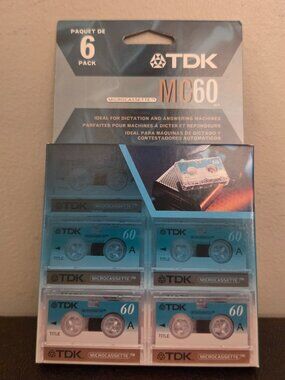 (6 Pack) TDK MC60 Microcassette Tapes audio recording tapes (Sealed/New)